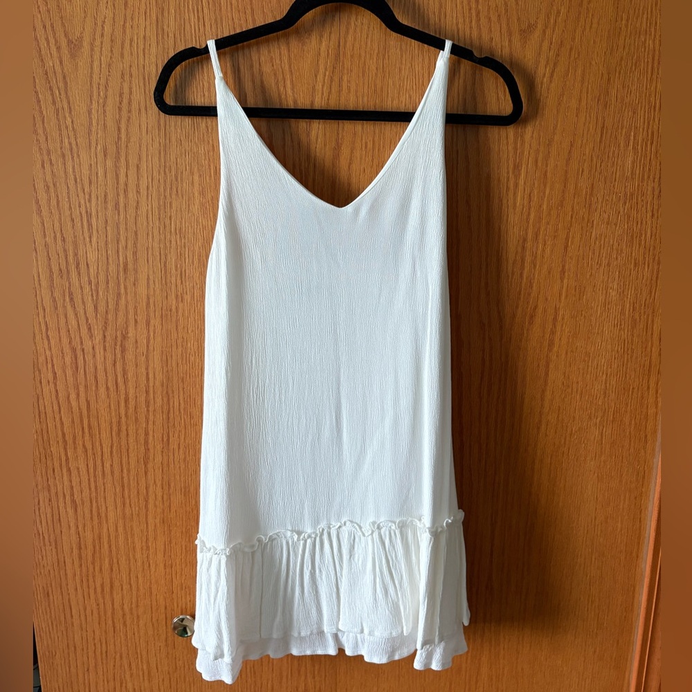 Layered Ruffle Hem Cami White Dress